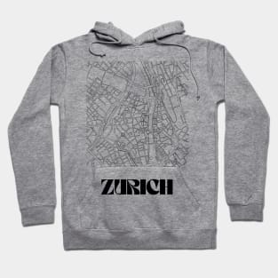 Retro Map of Zurich, Switzerland Minimalist Line Drawing Hoodie